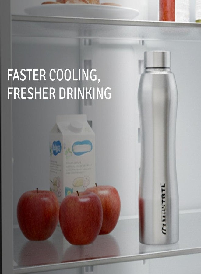 truTRTL Steely Stainless Steel Water Bottle 1000 ml | ISI Certified | Single Wall | Leak Proof Lid | Rust Proof | For School, Office & Gym I Silver - Image 5